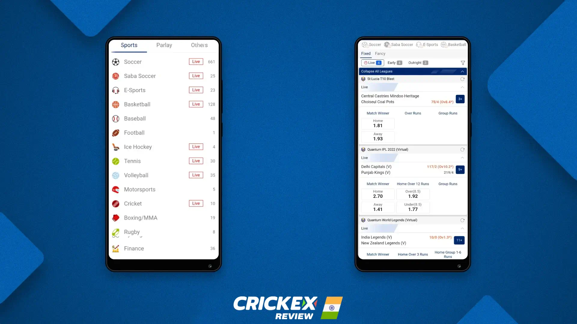 Crickex app offers a variety of sports that you can bet on, including cricket, tennis, soccer, and more