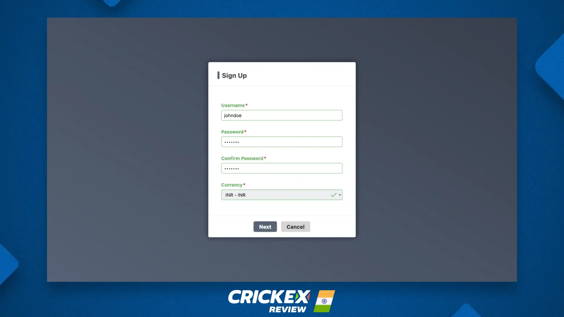 Registration in the Crickex affiliate program for users from India and Bangladesh