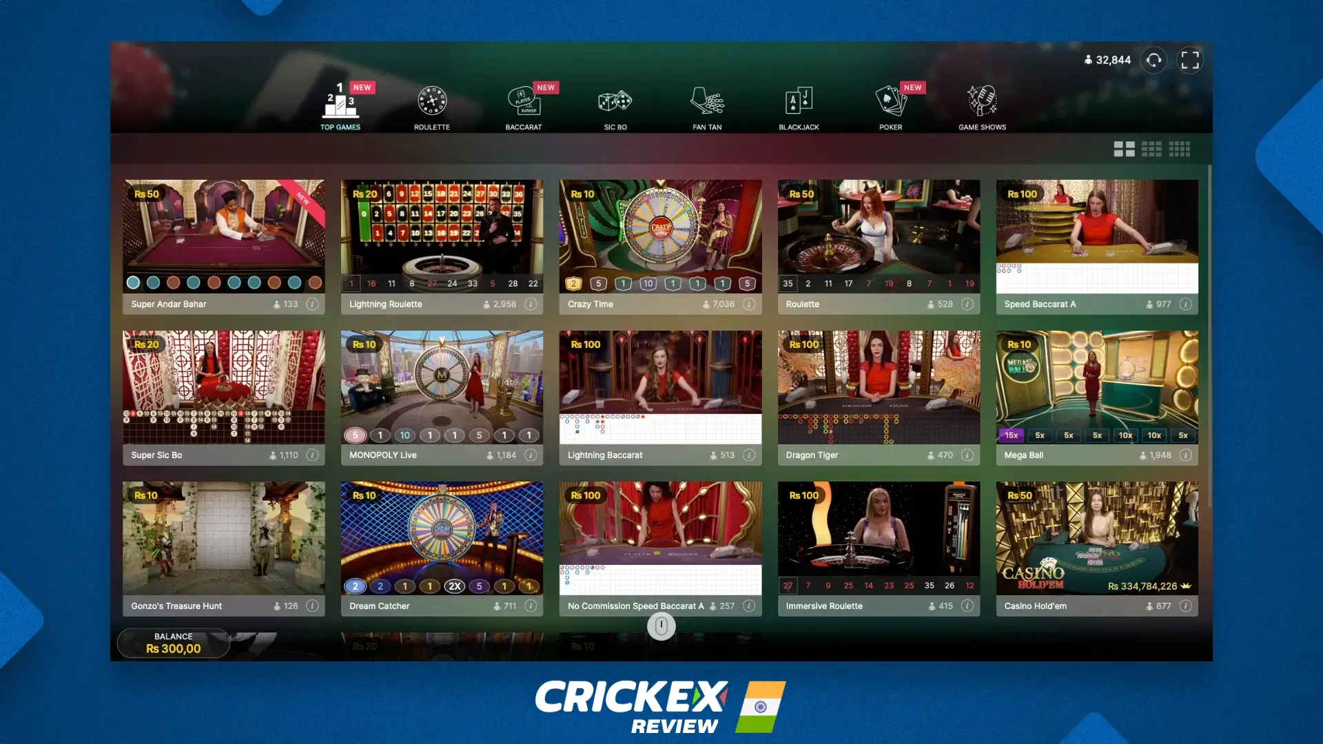 The most popular games at Crickex online casinos